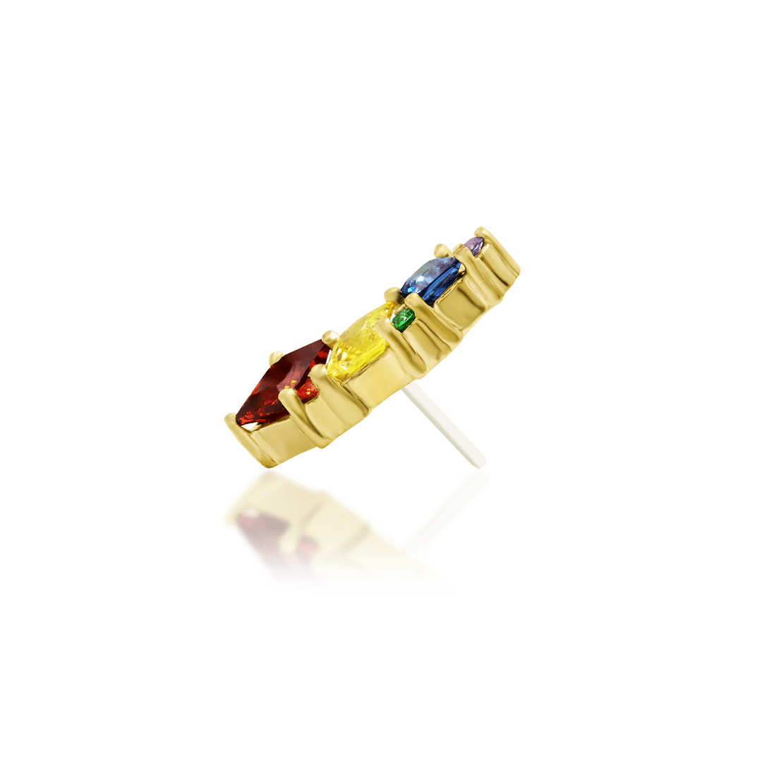 Angela – 14K Gold Rainbow CZ Threadless End - piercing - zone.com
