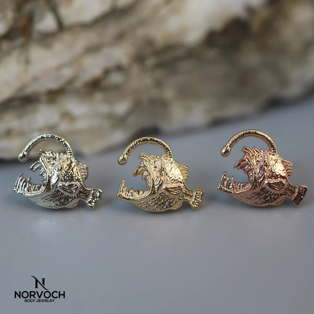 Anglerfish – 14K Gold Threadless & Threaded End - piercing - zone.com