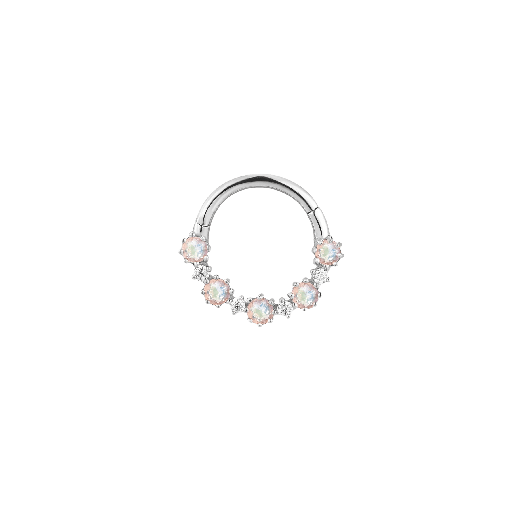 Ariana - Rainbow Moonstone - 14K Gold Clicker - piercing - zone.com