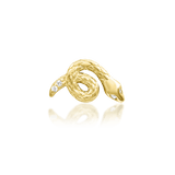 Asmodeus – Serpent Spiral with CZ Eyes – 14K Gold Threadless End - piercing - zone.com