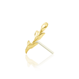 Aspen – Textured Leaf Sprig – 14K Gold Threadless End - piercing - zone.com