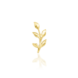 Aspen – Textured Leaf Sprig – 14K Gold Threadless End - piercing - zone.com