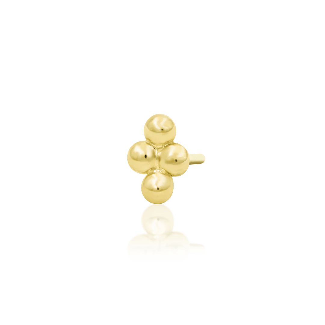 Beaded Diamond – Textured Gold Cluster – 14K Gold Threadless End - piercing - zone.com