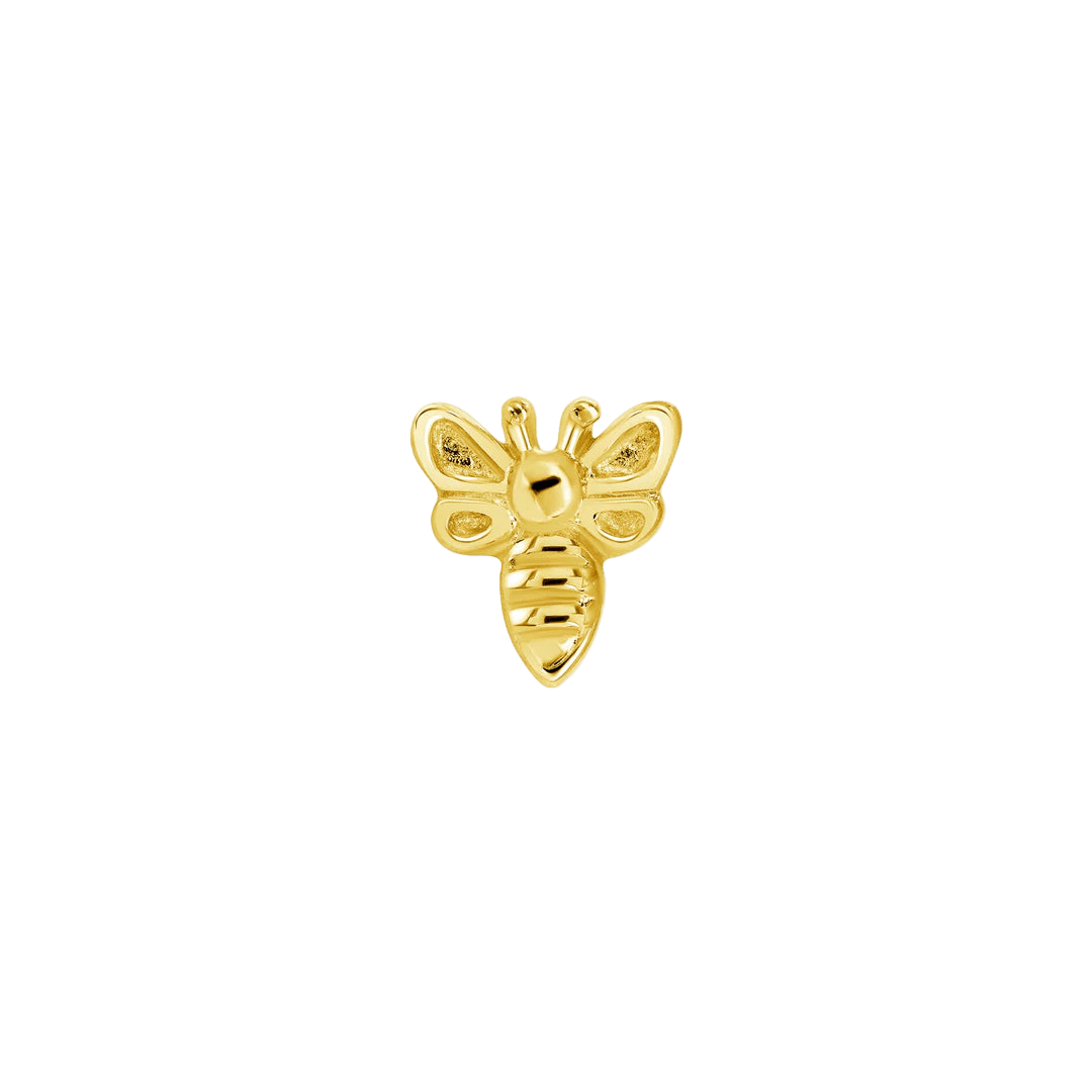 Bee – 14K Gold Threadless & Threaded End - piercing - zone.com