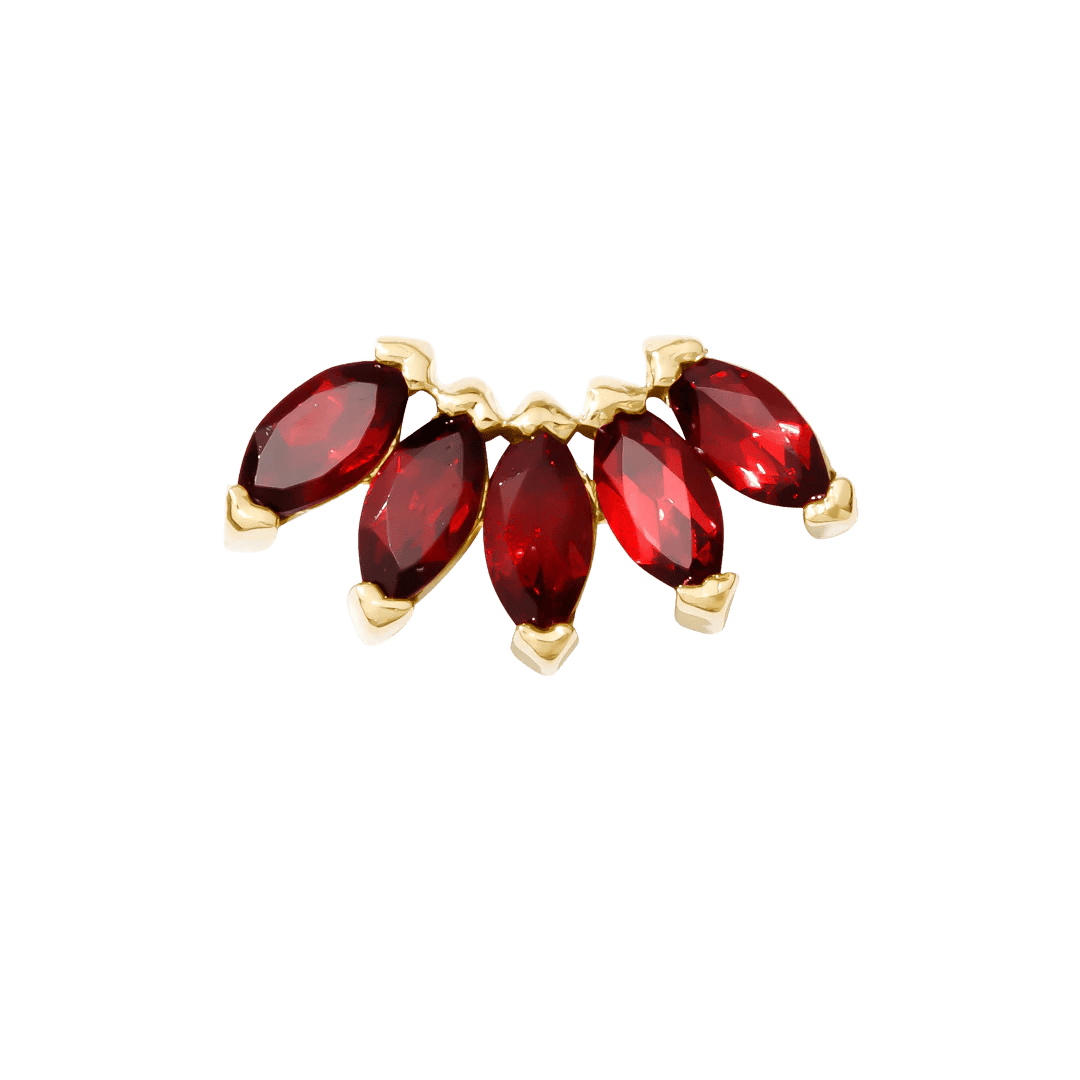 Bella – 14K Gold Five - Stone Marquise Threadless End - piercing - zone.com