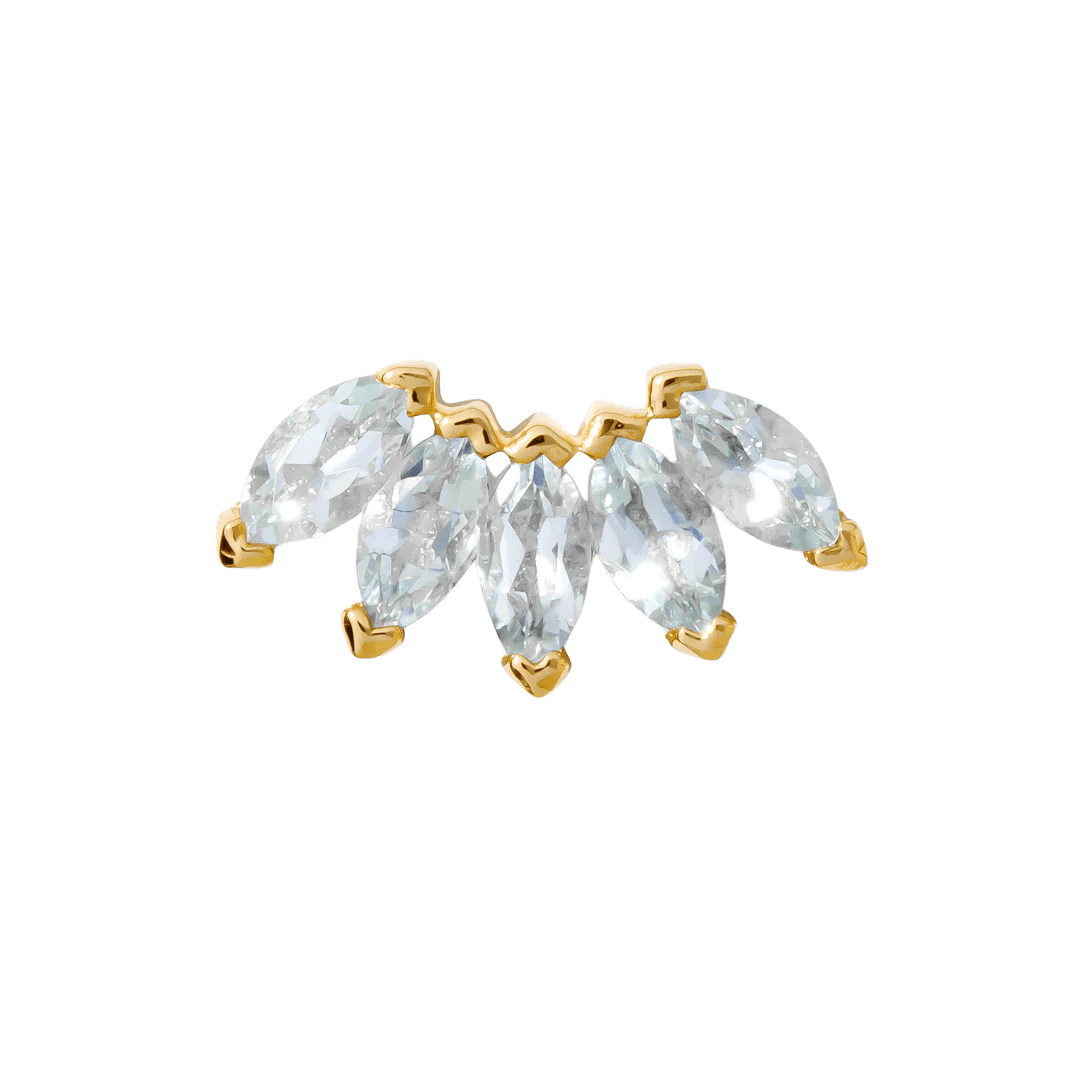 Bella – 14K Gold Five - Stone Marquise Threadless End - piercing - zone.com