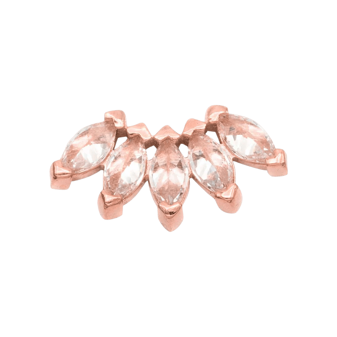 Bella – 14K Gold Five - Stone Marquise Threadless End - piercing - zone.com