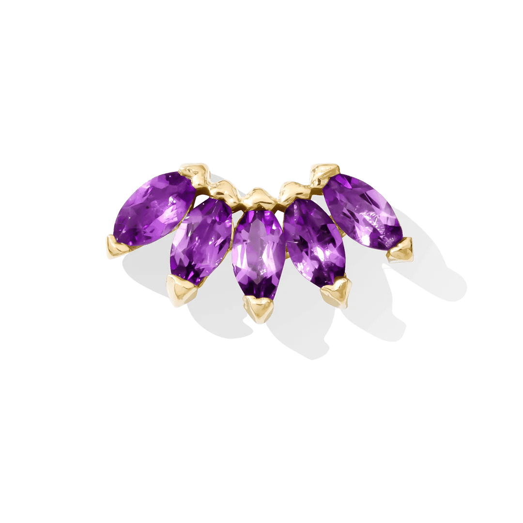 Bella – 14K Gold Five - Stone Marquise Threadless End - piercing - zone.com