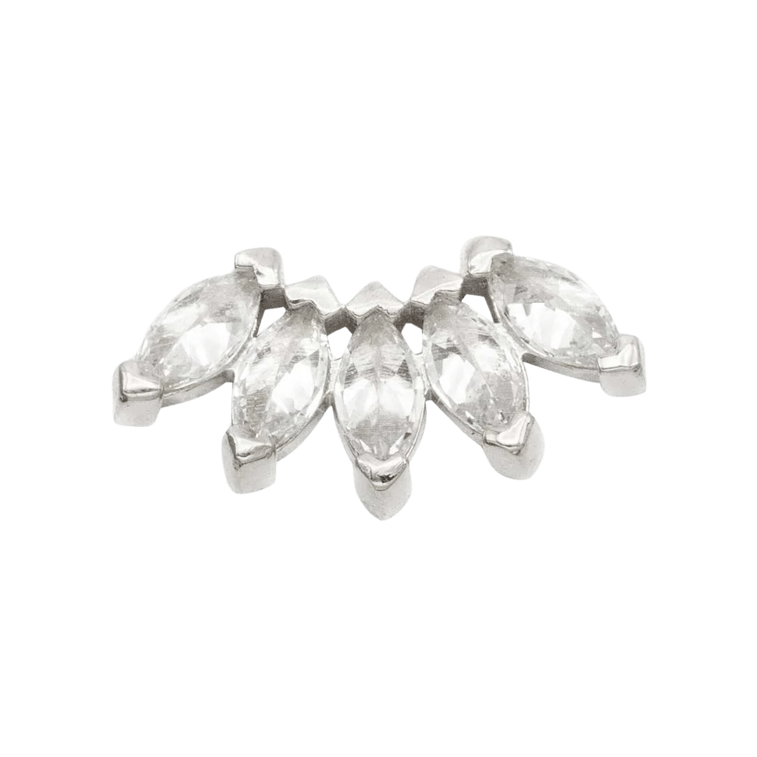 Bella – 14K Gold Five - Stone Marquise Threadless End - piercing - zone.com