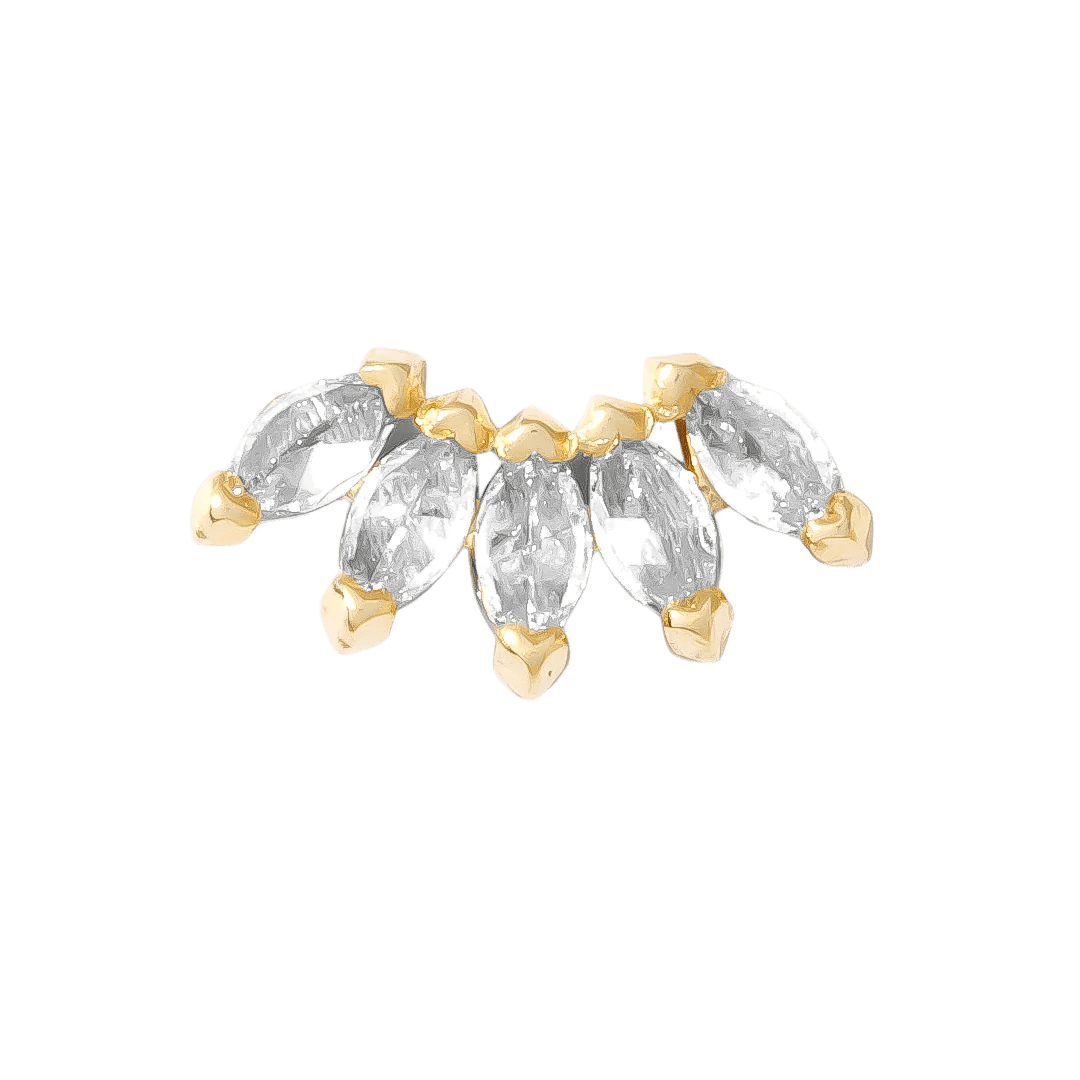 Bella – 14K Gold Five - Stone Marquise Threadless End - piercing - zone.com