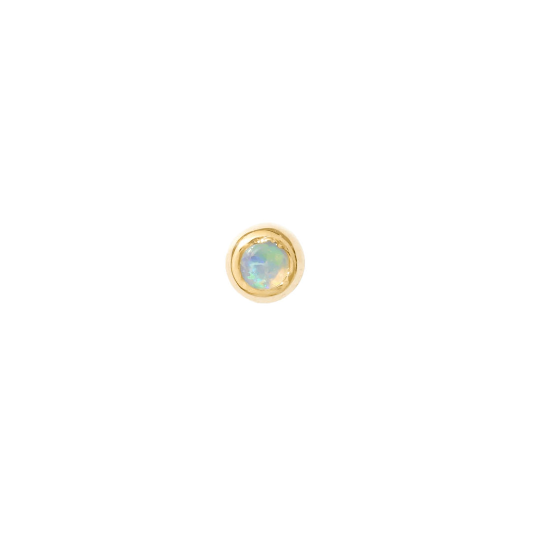 Bezel – Birthstone Dot – 14K Gold Threadless End - piercing - zone.com