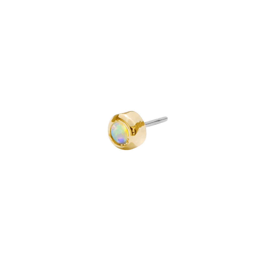 Bezel – Birthstone Dot – 14K Gold Threadless End - piercing - zone.com
