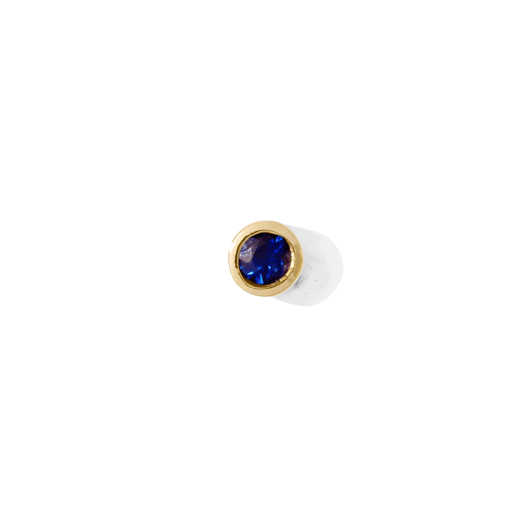 Bezel – Birthstone Dot – 14K Gold Threadless End - piercing - zone.com