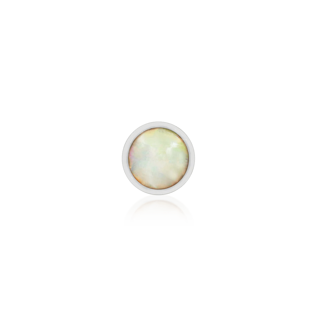 Bezel - Set Cup with Opal – 14K Gold Threadless End - piercing - zone.com