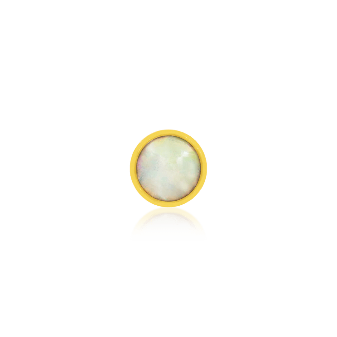 Bezel - Set Cup with Opal – 14K Gold Threadless End - piercing - zone.com