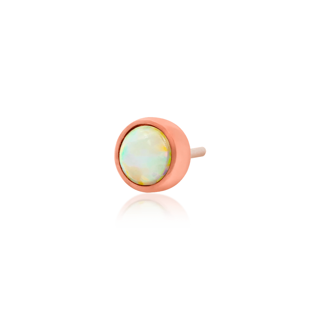 Bezel - Set Cup with Opal – 14K Gold Threadless End - piercing - zone.com