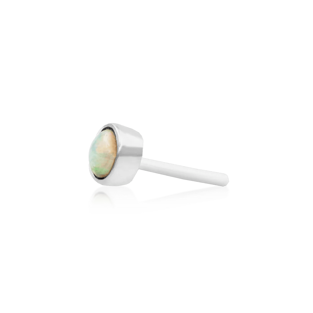 Bezel - Set Cup with Opal – 14K Gold Threadless End - piercing - zone.com