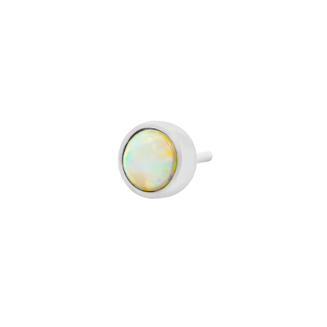 Bezel - Set Cup with Opal – 14K Gold Threadless End - piercing - zone.com