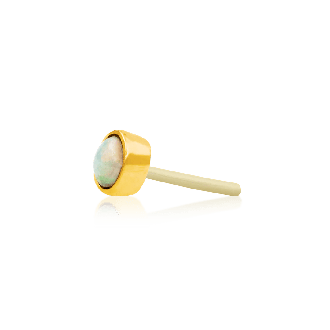 Bezel - Set Cup with Opal – 14K Gold Threadless End - piercing - zone.com