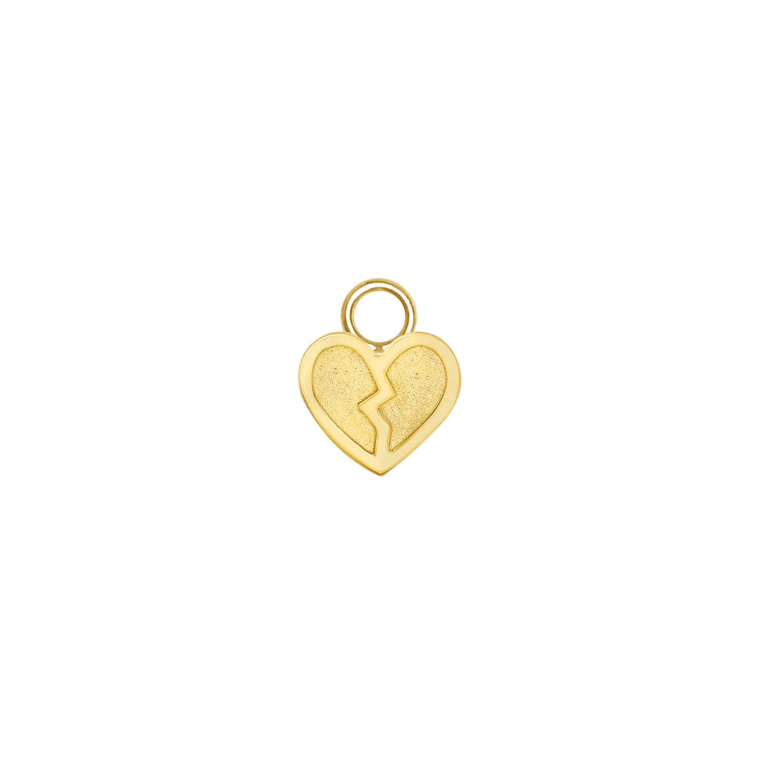 Broken Heart – 14K & 18K Gold Charm - piercing - zone.com