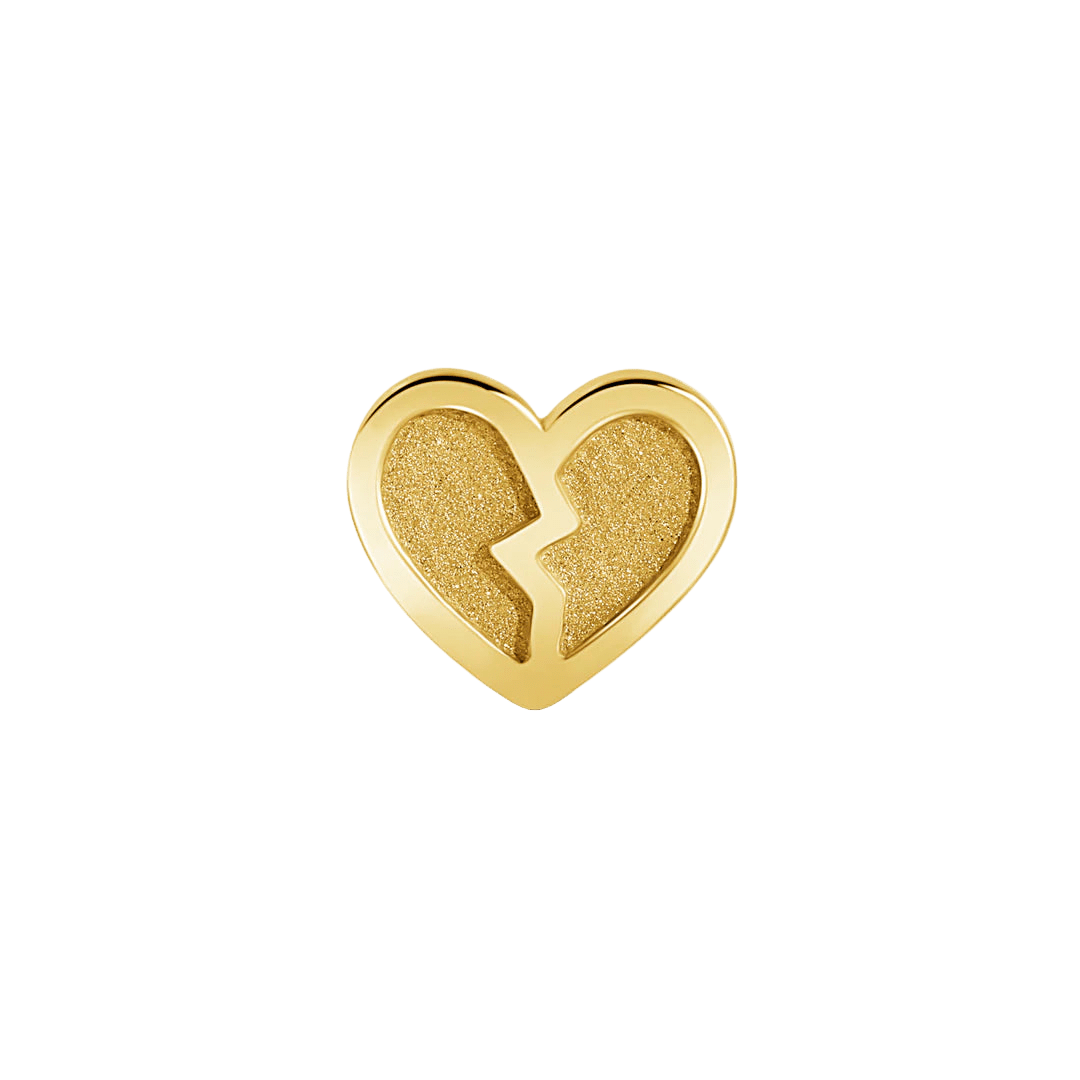 Broken Heart – 14K Gold Threadless & Threaded End - piercing - zone.com
