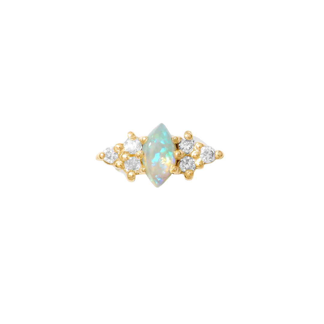 Mimosa – Marquise Birthstone & Diamond – 14K Gold Threadless End