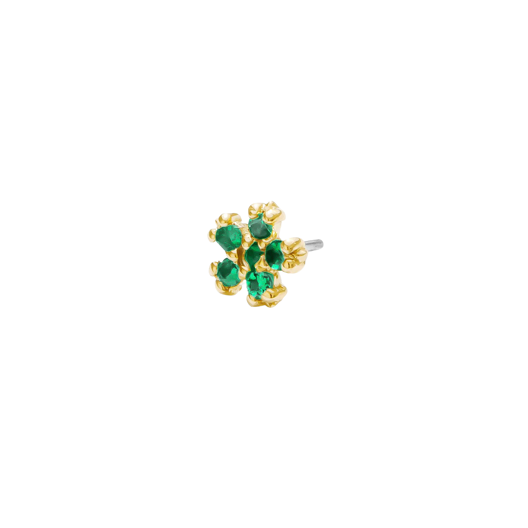 Pixie – Birthstone Floral End – 14K Gold Threadless Jewelry
