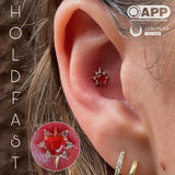 Cadence – Carnelian Heart with CZ – 14K Gold Threadless End - piercing - zone.com