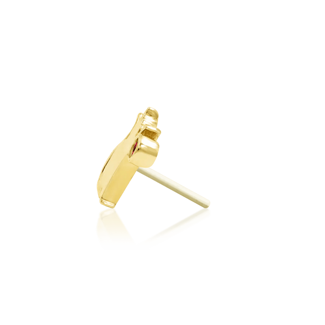 Cat Laser – Garnet CZ – 14K Gold Threadless End - piercing - zone.com