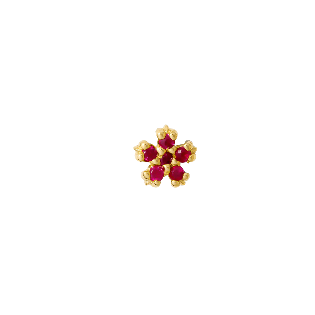 Pixie – Birthstone Floral End – 14K Gold Threadless Jewelry