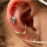 Chevron – 14K Gold Seam Ring with CZ Accent - piercing - zone.com
