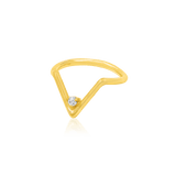 Chevron – 14K Gold Seam Ring with CZ Accent - piercing - zone.com