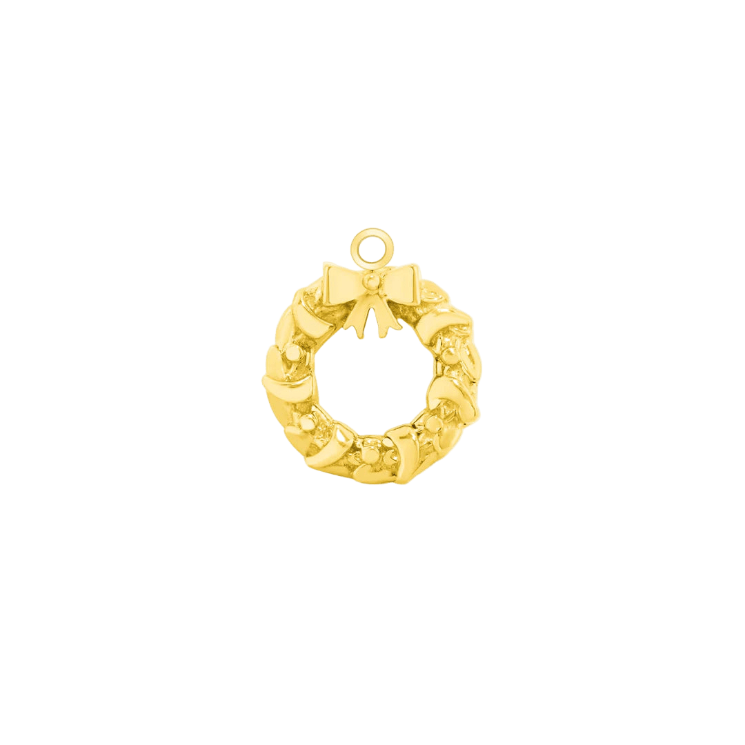 Christmas Wreath – 14K & 18K Gold Charm - piercing - zone.com