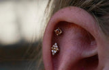 Citrine Prong – 14K Gold Threadless End - piercing - zone.com