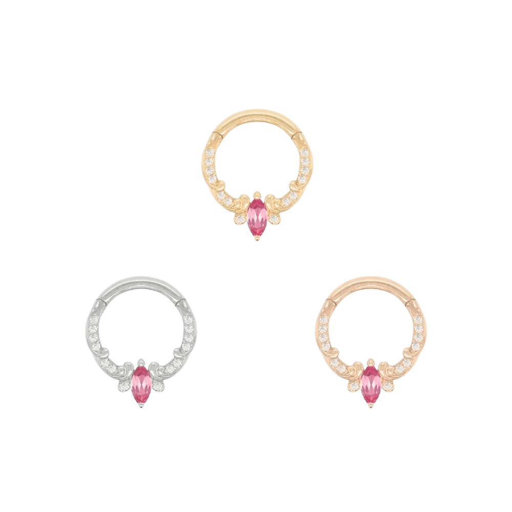 Coterie – Pink Tourmaline – 14K Gold Clicker - piercing - zone.com