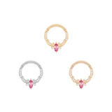 Coterie – Pink Tourmaline – 14K Gold Clicker - piercing - zone.com