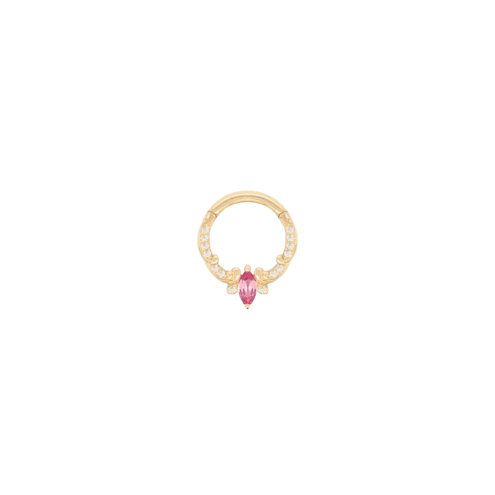 Coterie – Pink Tourmaline – 14K Gold Clicker - piercing - zone.com