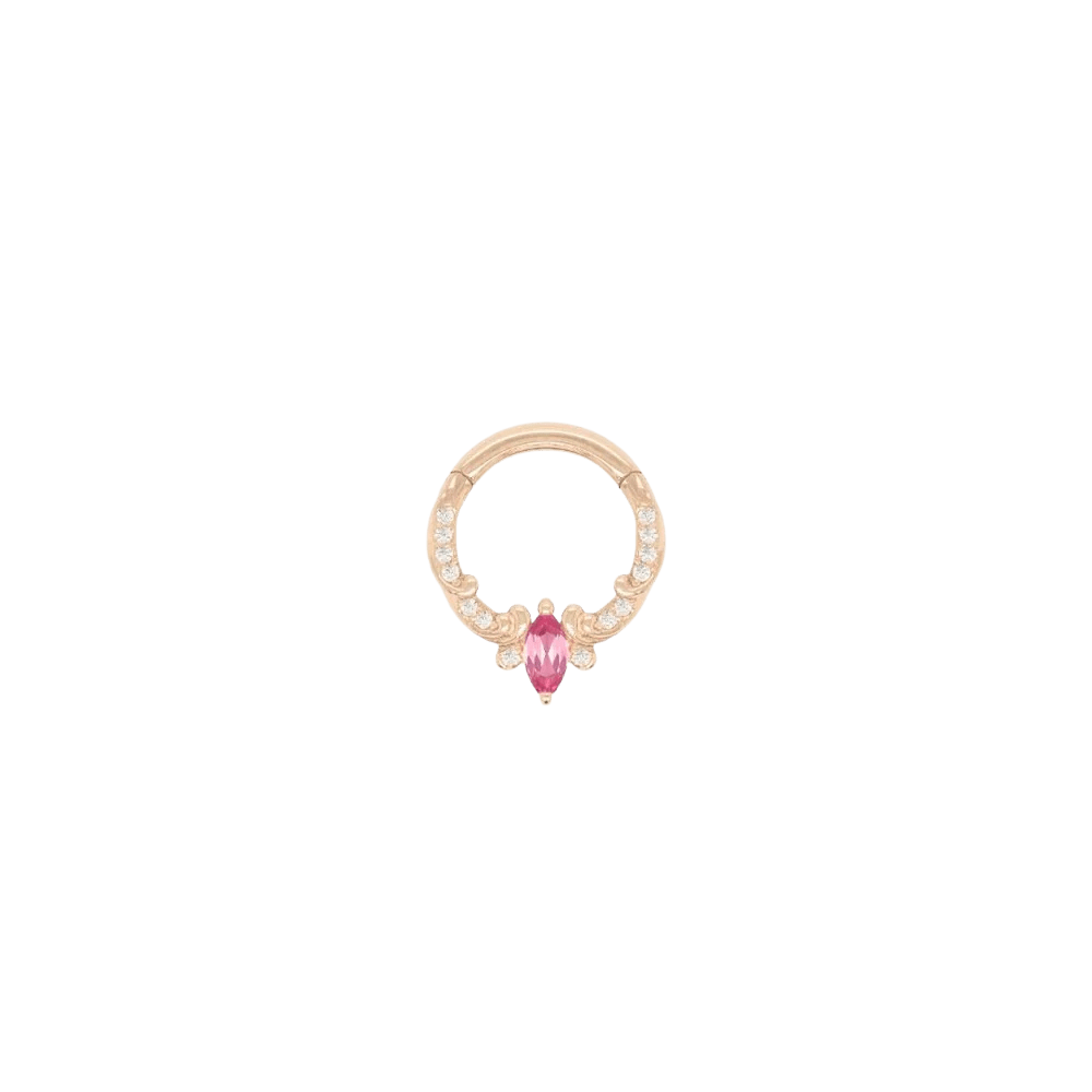 Coterie – Pink Tourmaline – 14K Gold Clicker - piercing - zone.com