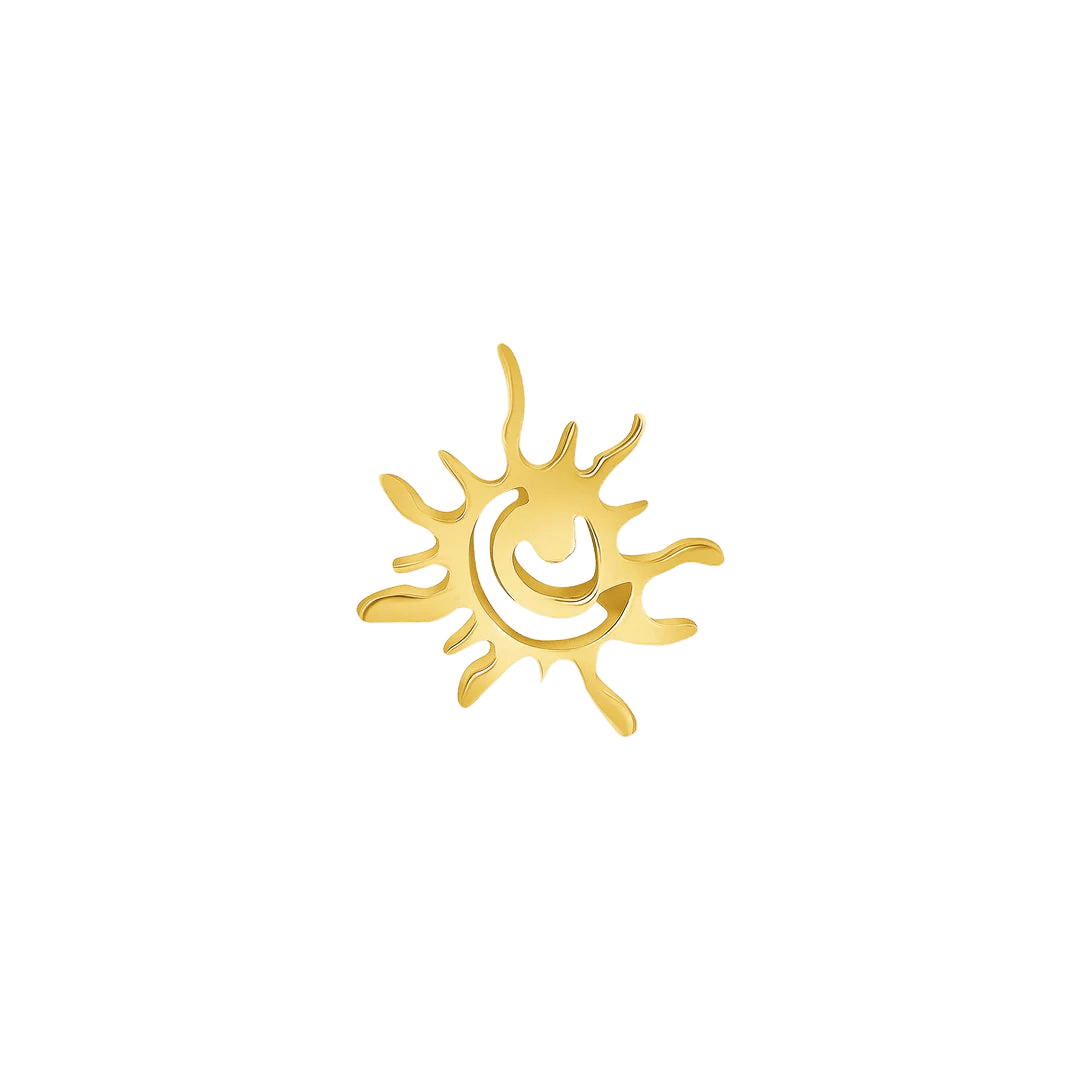 Crazy Sun – 14K Gold Threadless & Threaded End - piercing - zone.com