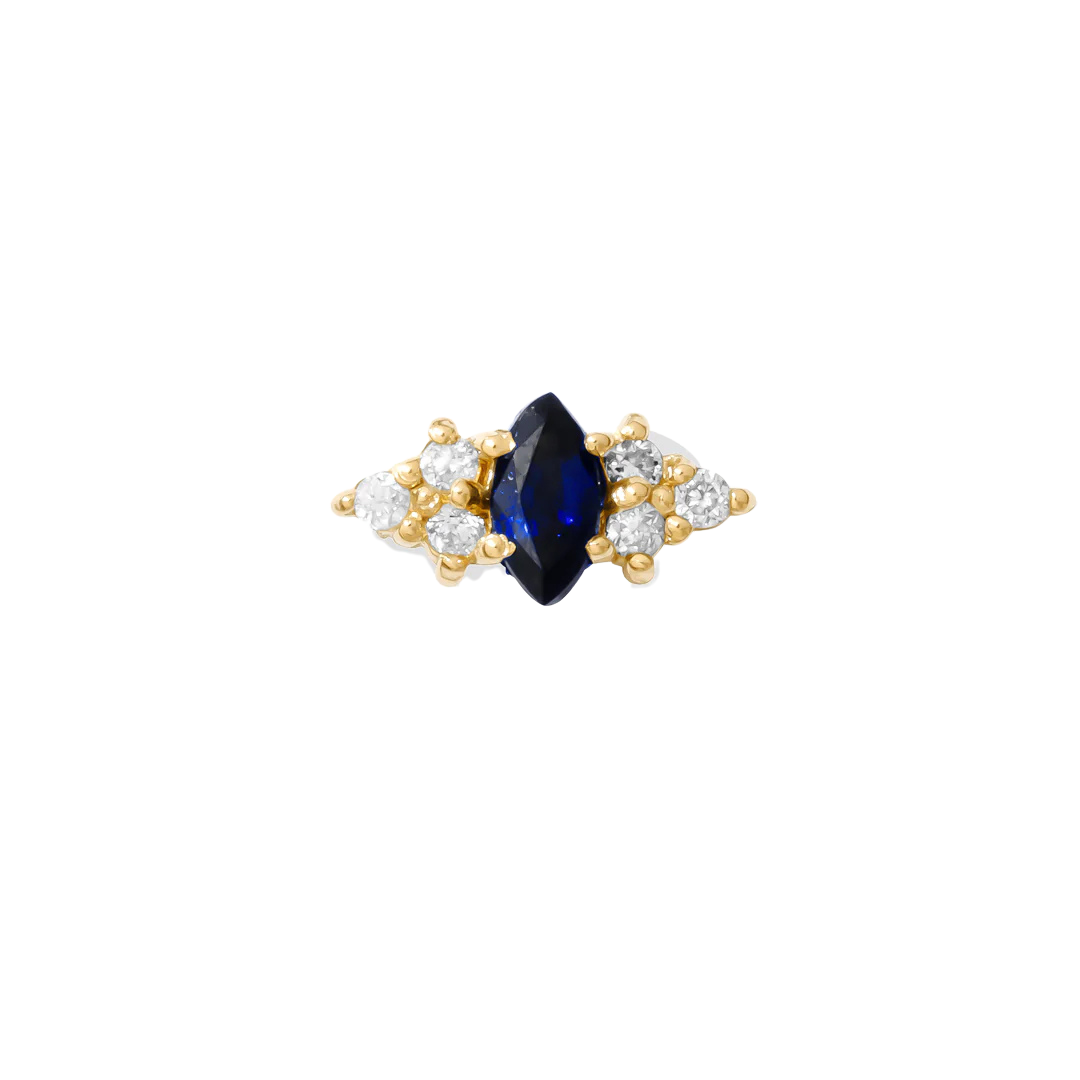 Mimosa – Marquise Birthstone & Diamond – 14K Gold Threadless End