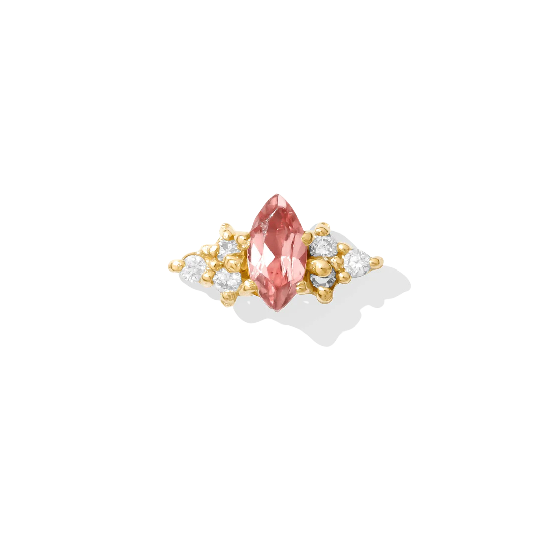 Mimosa – Marquise Birthstone & Diamond – 14K Gold Threadless End
