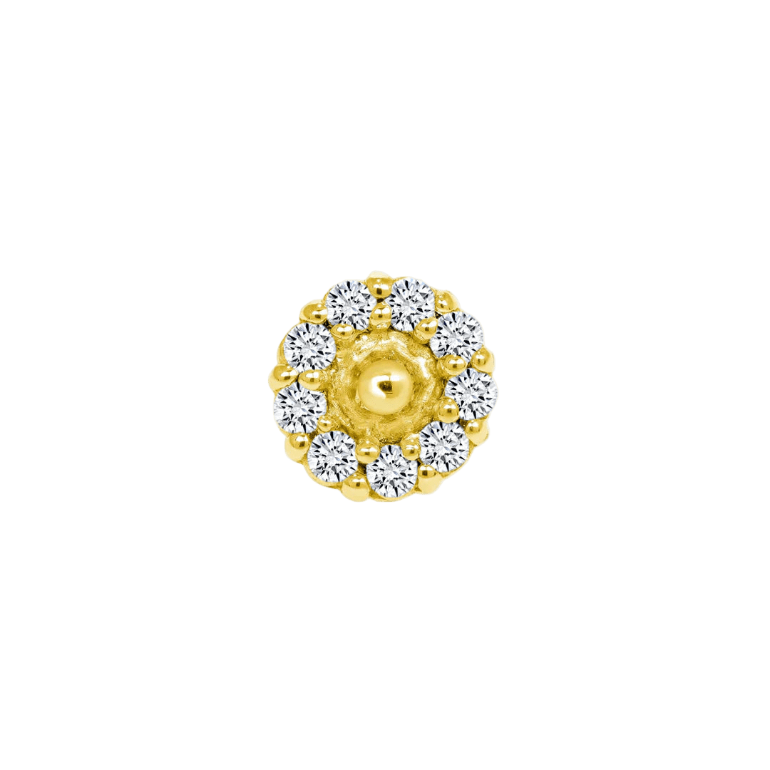 Daisy – 14K/18K Gold CZ Flower Threadless End - piercing - zone.com