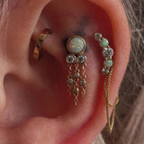 Dani – Opal & CZ Curve – 14K Gold Threadless + 14G Threaded End - piercing - zone.com