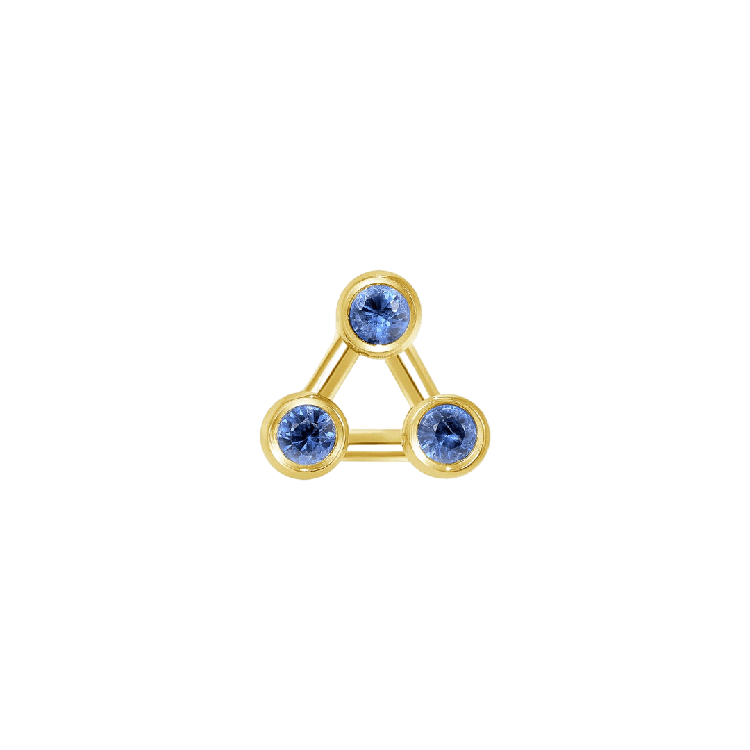 Devil’s Triangle – 14K/18K Gold CZ Trio Threadless End - piercing - zone.com