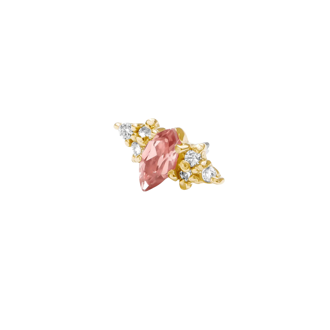 Mimosa – Marquise Birthstone & Diamond – 14K Gold Threadless End