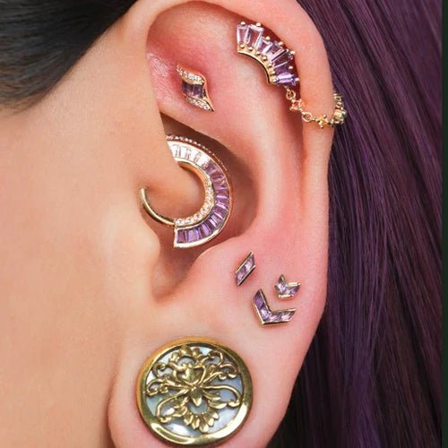 Echelon – Amethyst – 14K Gold Clicker - piercing - zone.com