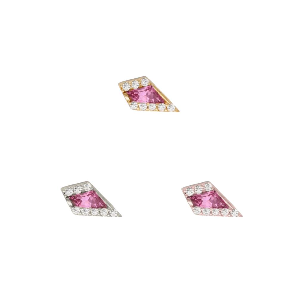 Eminence – Pink Tourmaline – 14K Gold Threadless End - piercing - zone.com