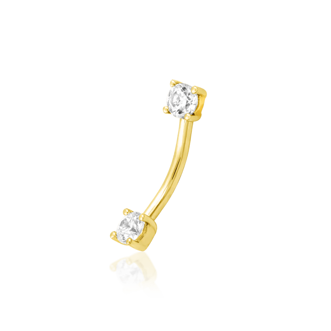 Empress – 14K Gold CZ Curved Gem Barbell - piercing - zone.com