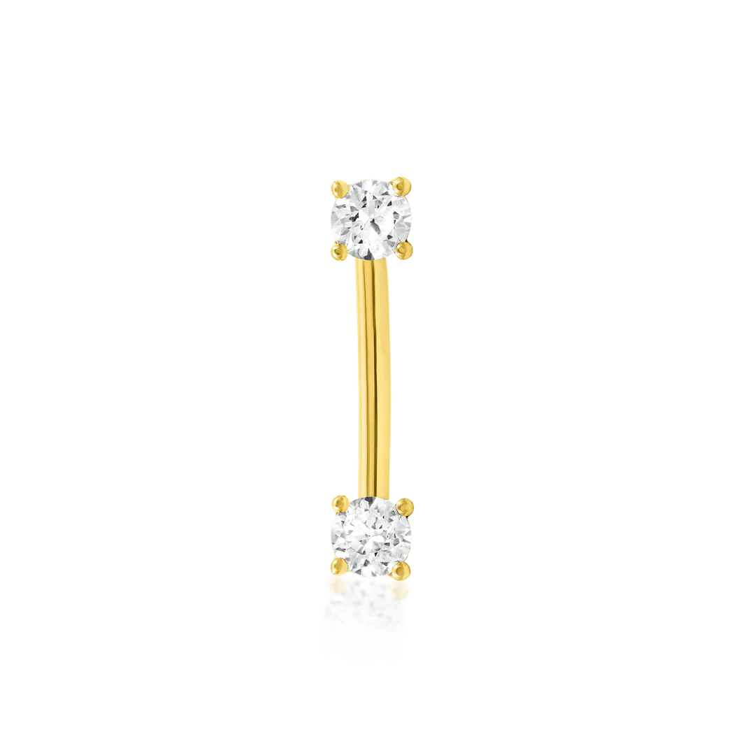 Empress – 14K Gold CZ Curved Gem Barbell - piercing - zone.com