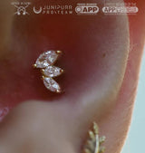 Famous – Marquise Diamond Halo – 14K Gold Threadless End - piercing - zone.com
